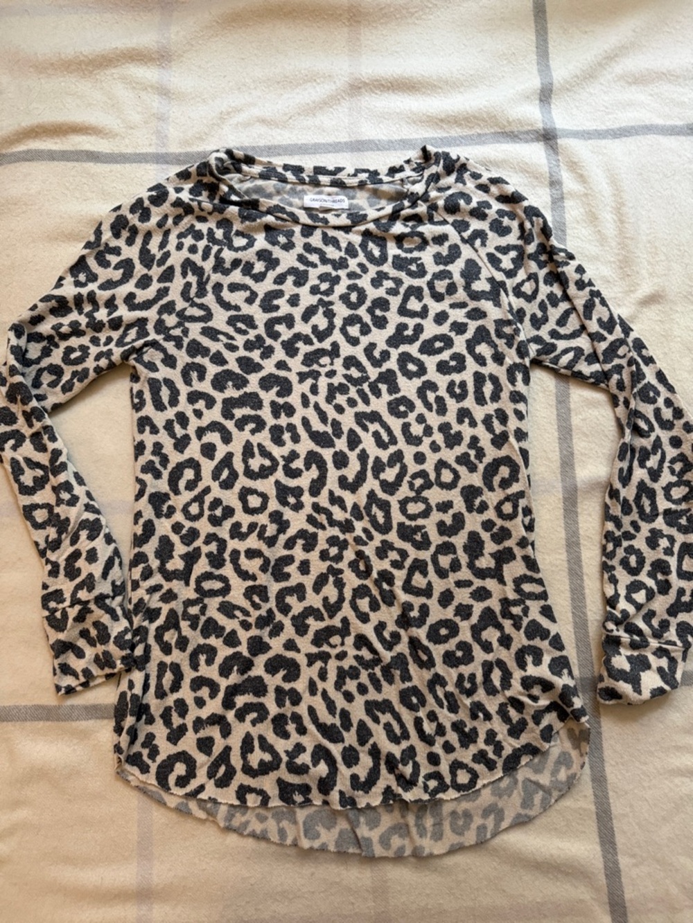 Grayson Threads Leopard Print Long-Sleeve Top - Beige/Black
